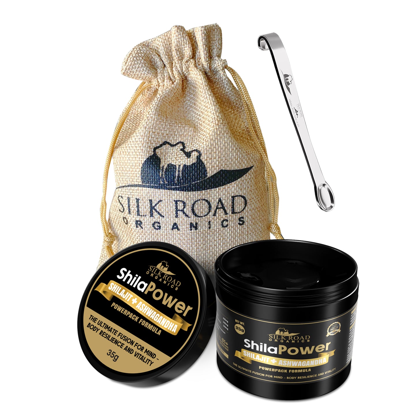 ShilaPower Himalayan Shilajit & Ashwagandha (35g) – Fulvic Acid, 85+ Minerals – Energy, Stress Relief, Focus & Immune Support | Spoon Included