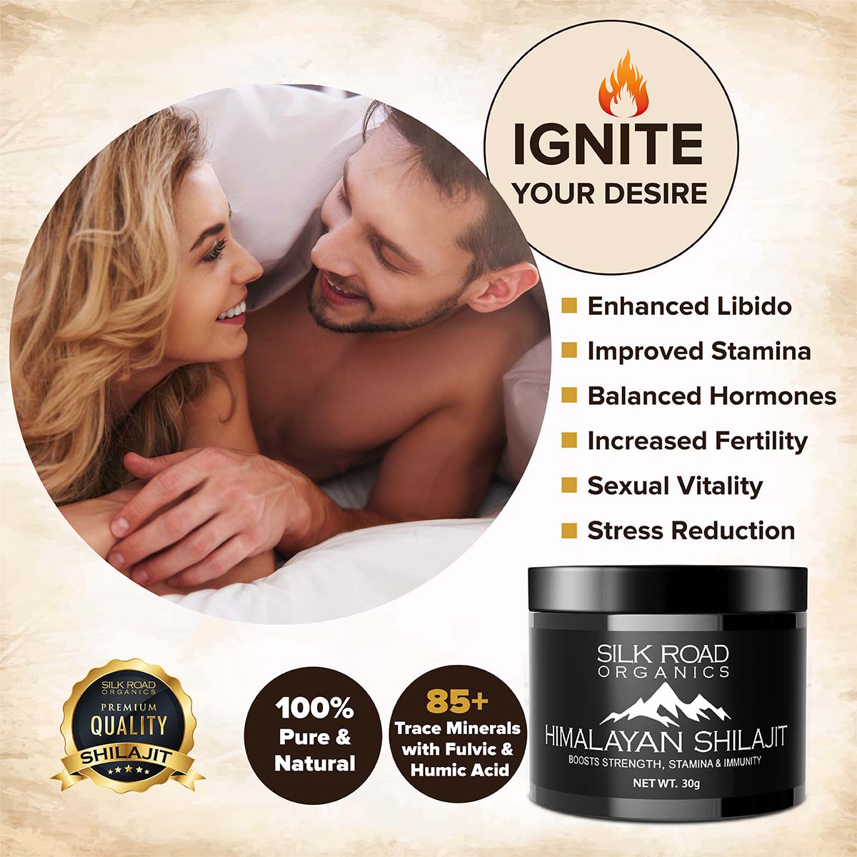 Pure Himalayan Shilajit Resin (30g) with Fulvic Acid & 85+ Trace Minerals for Metabolism, Immune Support, Energy & Focus – Includes Measuring Spoon