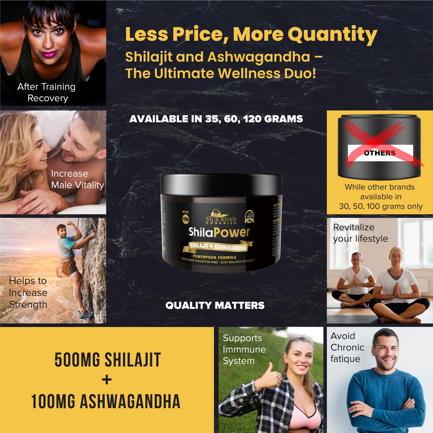 ShilaPower Himalayan Shilajit & Ashwagandha (35g) – Fulvic Acid, 85+ Minerals – Energy, Stress Relief, Focus & Immune Support | Spoon Included