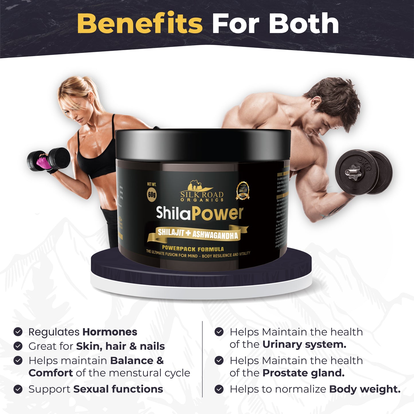 ShilaPower Himalayan Shilajit & Ashwagandha (35g) – Fulvic Acid, 85+ Minerals – Energy, Stress Relief, Focus & Immune Support | Spoon Included