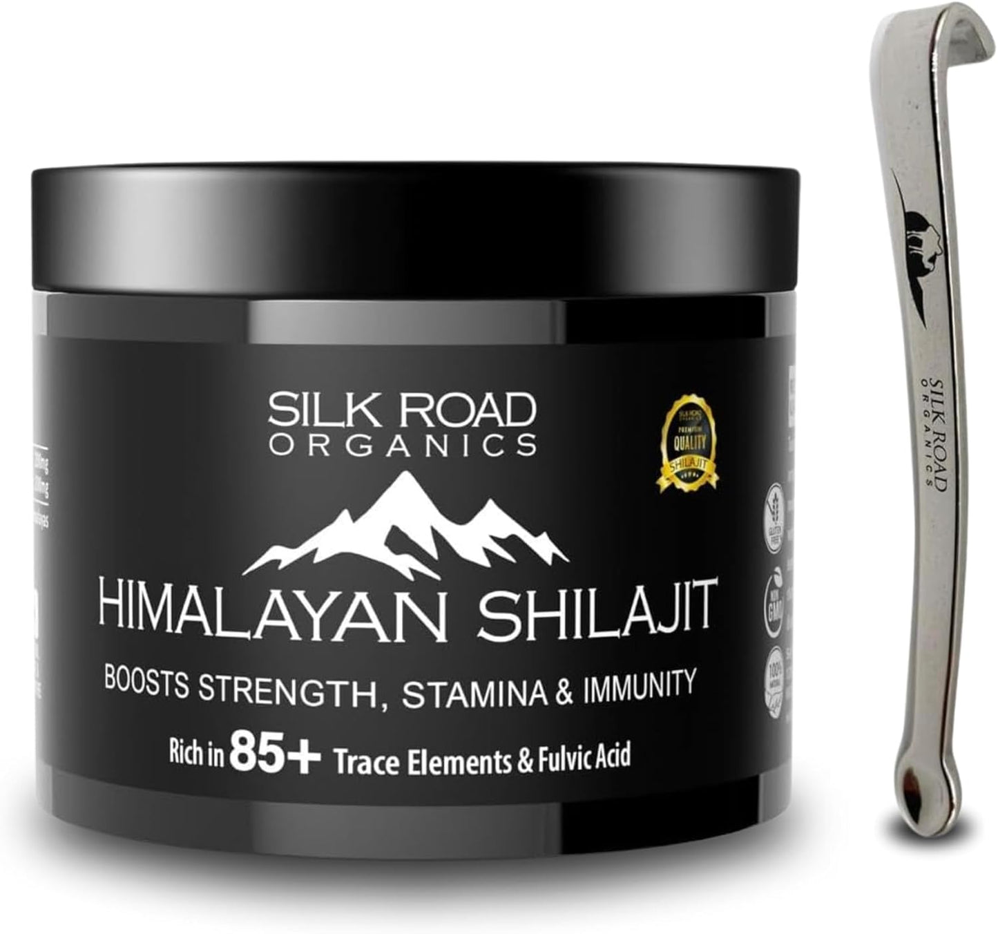 Pure Himalayan Shilajit (30 gm) with Fulvic Acid and 85+ Trace Minerals for Metabolism, Immune System Support, Energy & Focus Measuring Spoon Semi Liquid