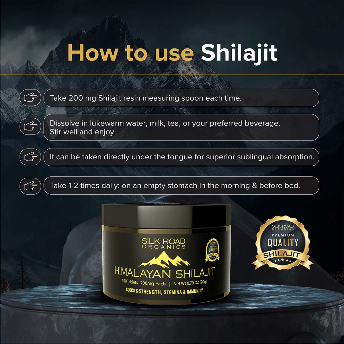 Pure Himalayan Shilajit 100 Pills Jar